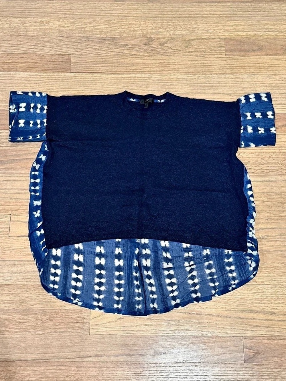 Women’s J.Crew High-Low Printed Sweater Top, Blue, Small